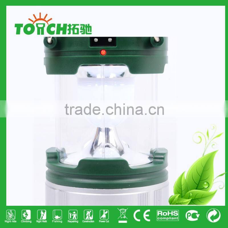 Green Color Rechargeable Lantern ABS Plastic Camping Lantern 3*AA Battery with Solar Charger Camp Lantern Light