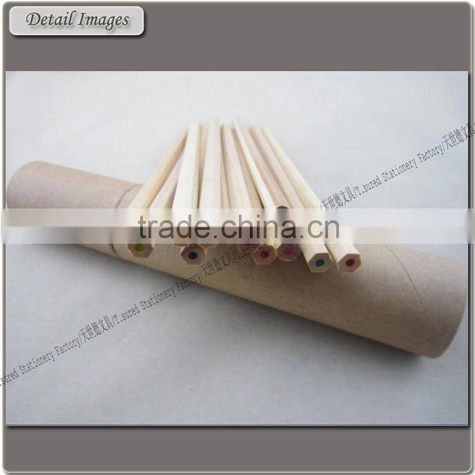 7 Inches Hexagonal Natural Wooden Color Pencil Set In Kraft Paper Tube