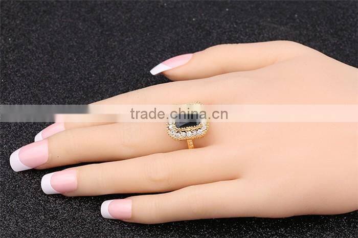 Less than 1 dollar jewelry zinc alloy rhinestone gemstone gold finger ring woman