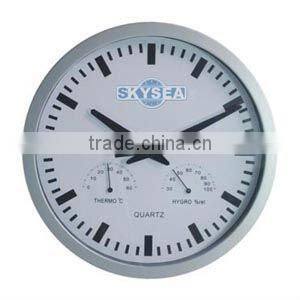 plastic clock, 10 inches decorative wall mounted clock with weather statian
