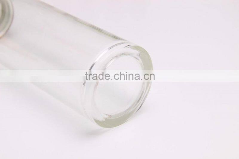 Double Wall Borosilicate Glass Tea Coffee Bottle with Bamboo Lid