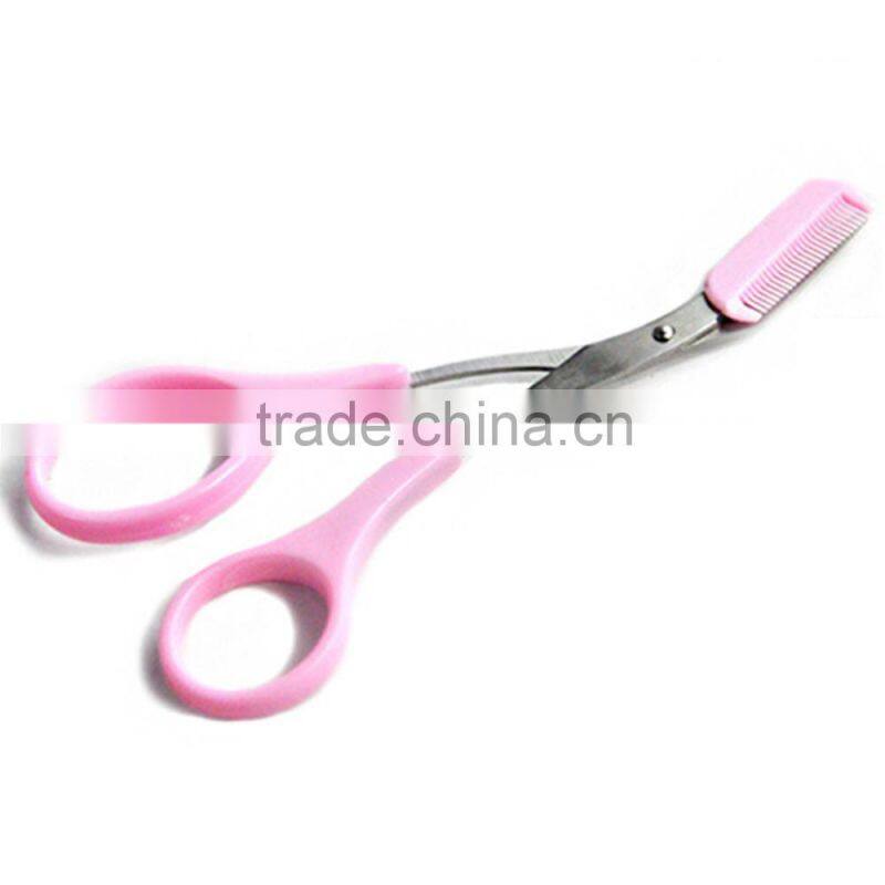 Women Ladies Pro Eyebrow Trimmer Comb Eyelash Hair Scissors Cutter Remover Tool