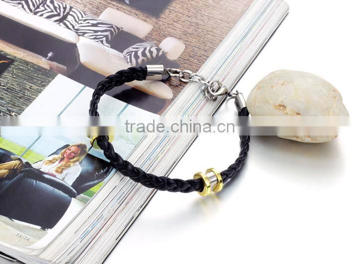 NSSL136 Originality lobster clasp stainless steel leather bracelet