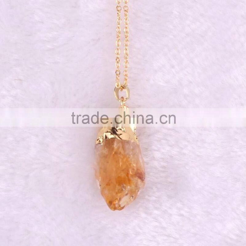 Popular Natural Stone Necklaces For Women Quartz Gem Stone Crystal pendant Necklace--OEM welcome