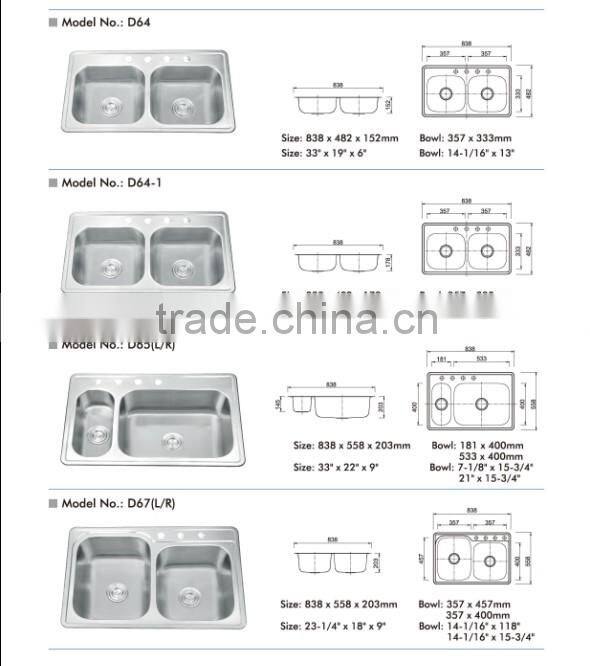 SUS304 round corner kitchen sink