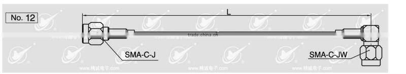 SMA male to SMA male right angle cable assembly, jumper, pigtail