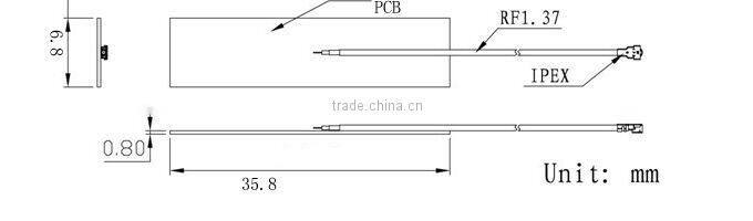 Wi-Fi antenna dipole adhesive flex PCB with coax cable with U.FL connector