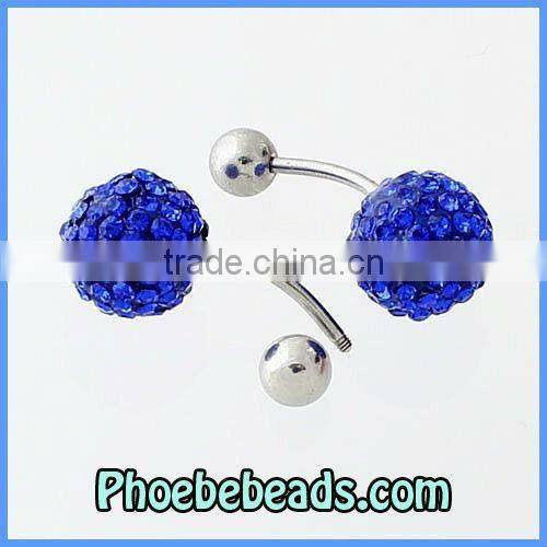Wholesale Fashion Bling Bling Royal Blue Navel Rings Body Piercing Jewelry Belly Button Barbell Pave Crystal Rhinestone BBR-A003
