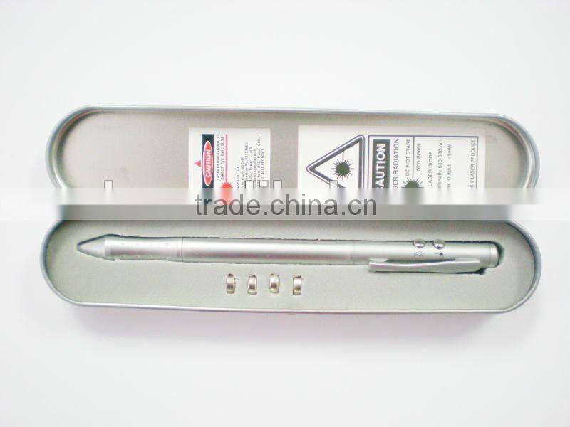 4 in 1 led and laser metal multi-function pen set
