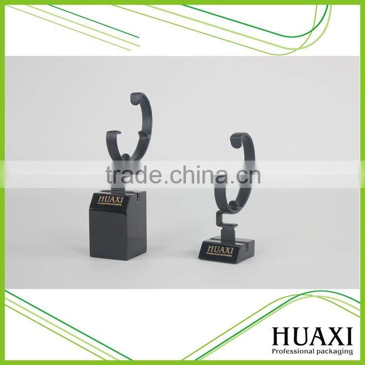 Wooden Black Square Single Watch Display Stand With C Ring