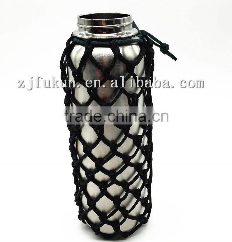 Wholesale 550lb 7 Inner Strands Paracord Handmade Reticular Bottle Cover Paracord Cup Bottle Carrier Survival Rope Bottle Sling