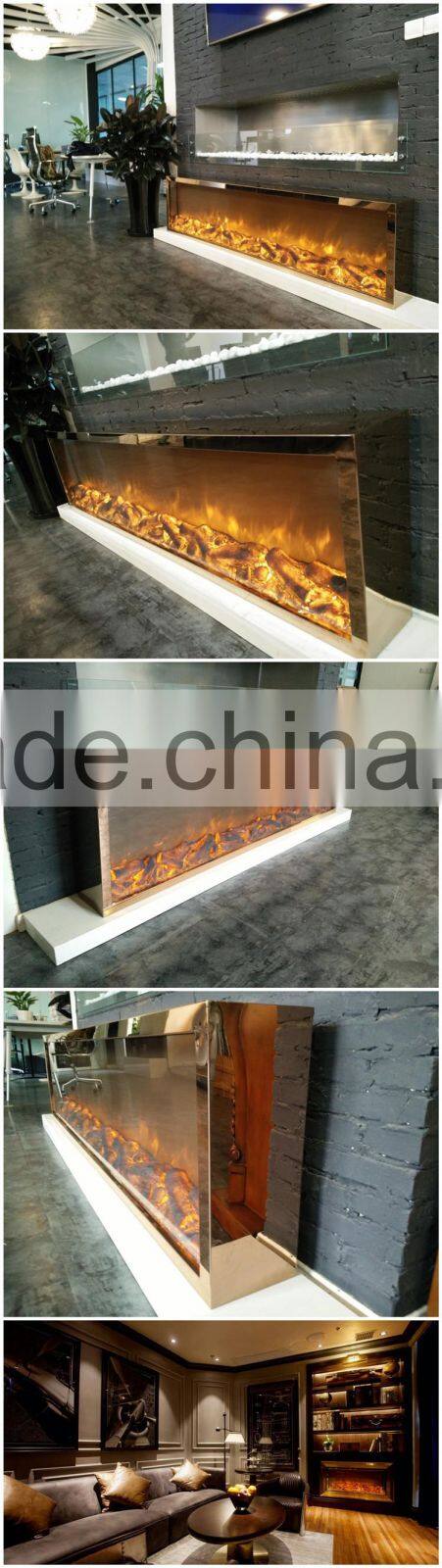 2000mm golden color decorative embedded electric fireplace