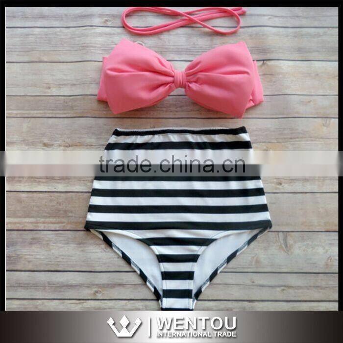 2 PCS Women Hot Sexy Vintage Push Up High Waist Bikini Set