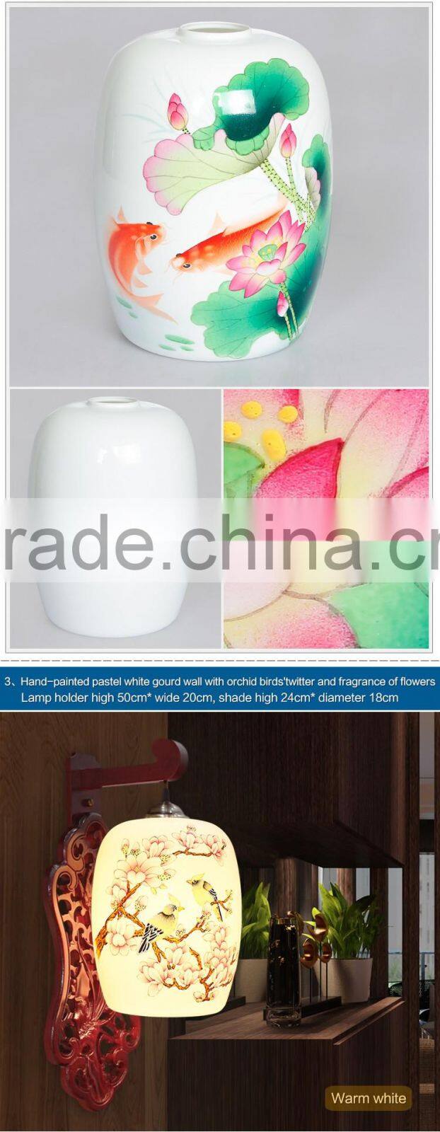 Traditional Wall Lamp For Reading Ceramic Wood Craft Beside Home Deco Hotel Beside LED E27 220v 110v
