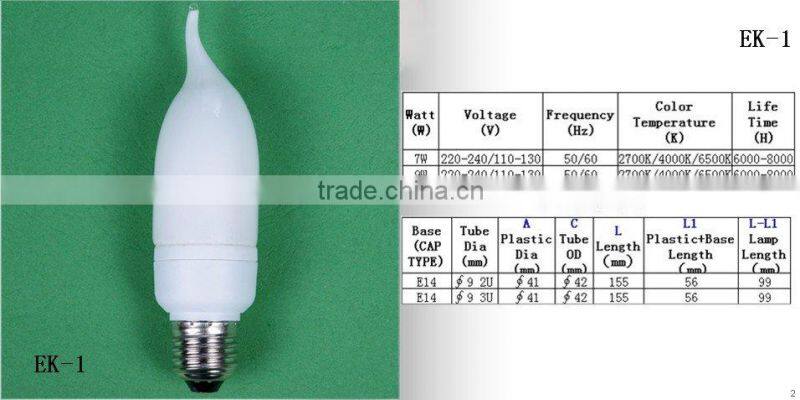 candle shape lamp with low energy ,new design bulbs from china