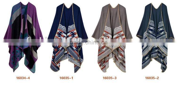 block wool cashmere poncho,women winter scarf