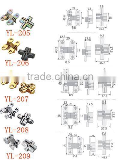 convex cross hinge zinc alloy Soss door hinge conceal cabinet hinge from China manufacture
