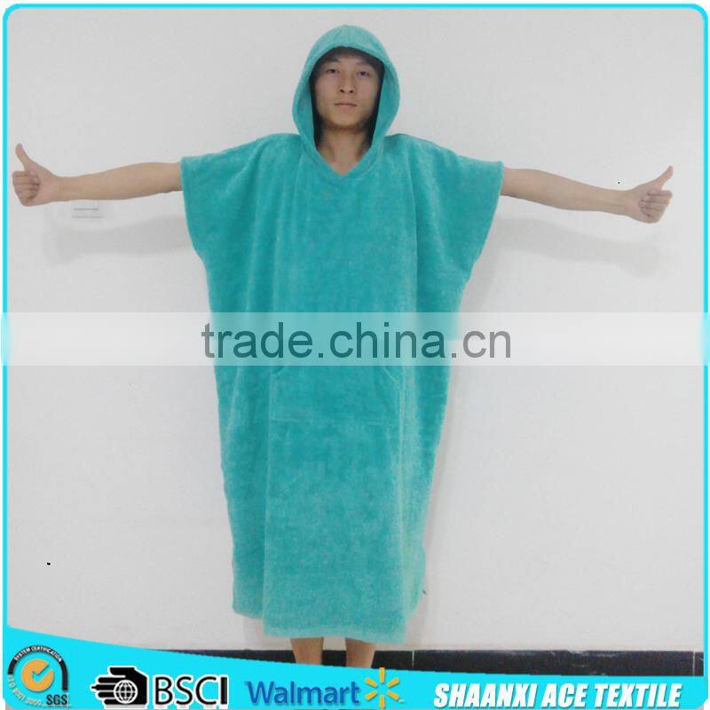100% cotton terry cloth plain color super absorbent hooded surf poncho beach towel