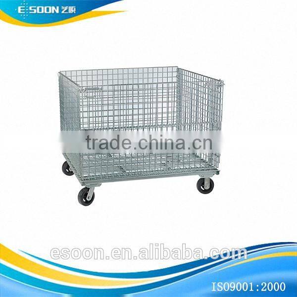 Box Wire Cage/wheel Metal Bin/pallet cargo trolley