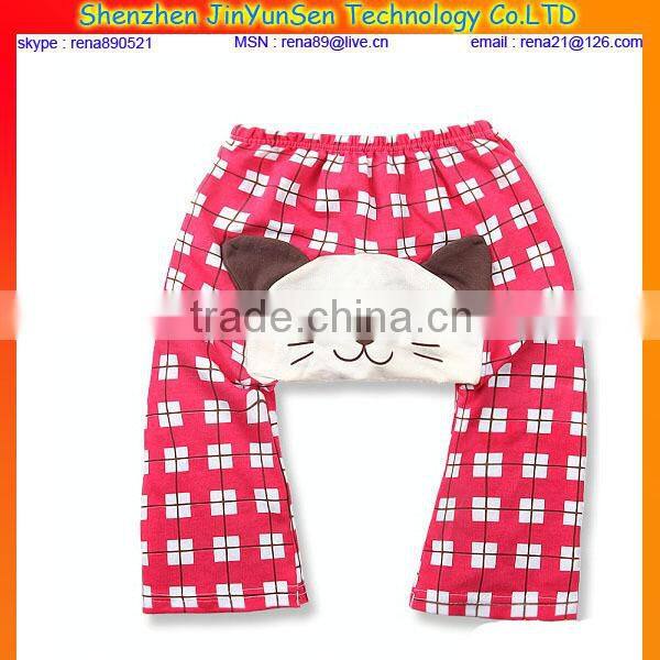 100% Cotton Cute Print High Waist Baby Pants
