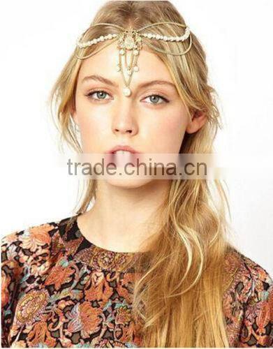 Indian Head Chain Jewelry Hairband Pearl Wholesale Hair Accessories for Woman Wedding