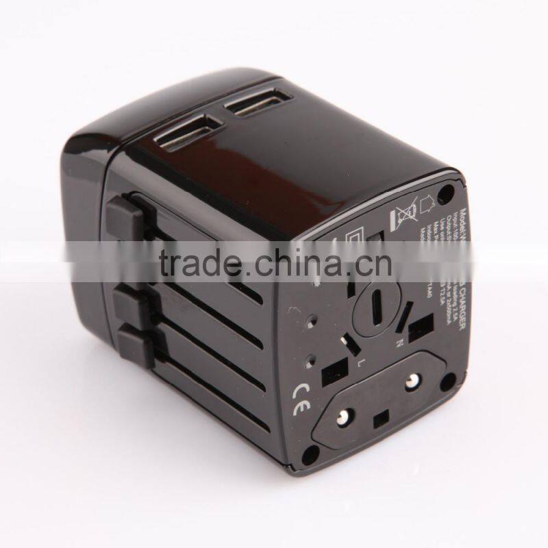 US UK EU AU plug Dual usb ports Universal All In One International Travel Plug Adapter Charger with CE FCC approved