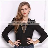 New 2015 Spring Fashion Long Sleeve Tops Women Hollow Out Lace Cotton Blouse Shirt Plus Size Blouse