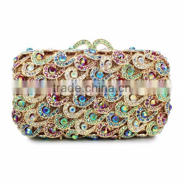 latest design ladies purse hard box coloful indian bridal clutch purse stone party bag (88161A-C)