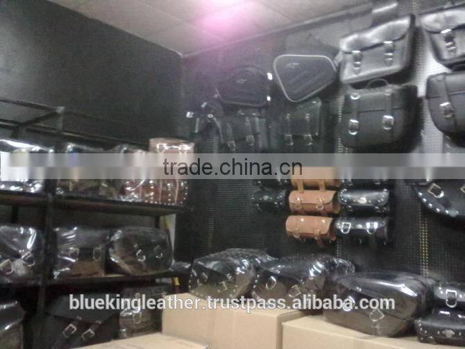 Silver Star black leather studded royal star saddlebags bags