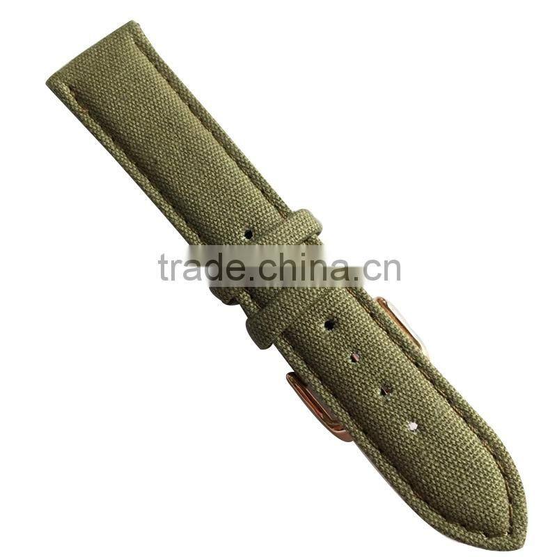 Custom Genuine Leather 28mm Canvas Watch Strap With PAD