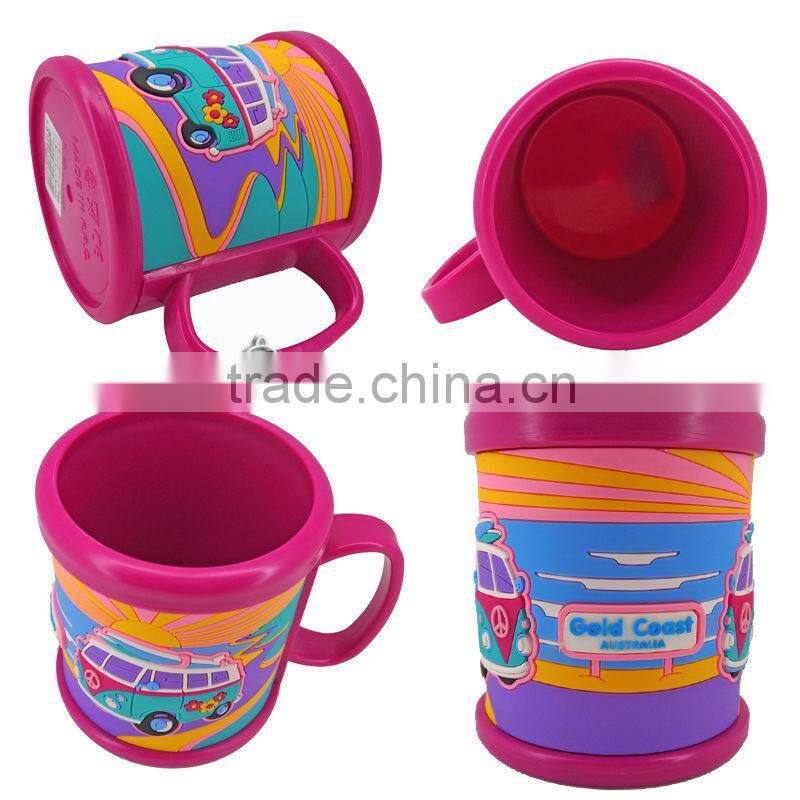 custom 3d cartoon pvc mug with handles