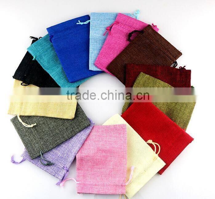 13cm*18cm Hot Pink Color Wholesale Custom Jute Bag Linen Cotton Bag