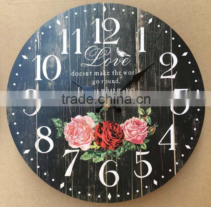 16 inch High quality and big size home decoration MDF map wall clock