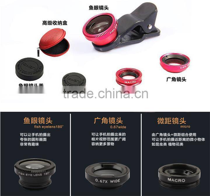 Universal Clip 180 fish eye Mobile Phone lens kit for phone, for camera, for fish eye lens