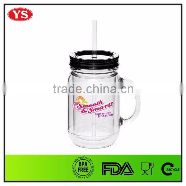 20oz bpa free clear double wall mason jars with handle