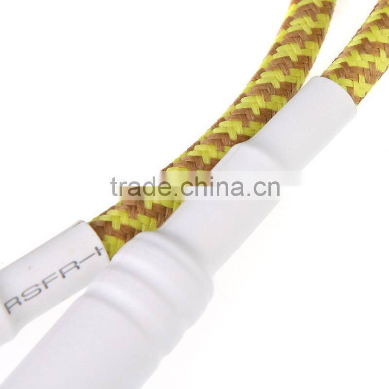 5M/16FT Yellow & Brown Cloth Braided Tweed Guitar Cable Cord