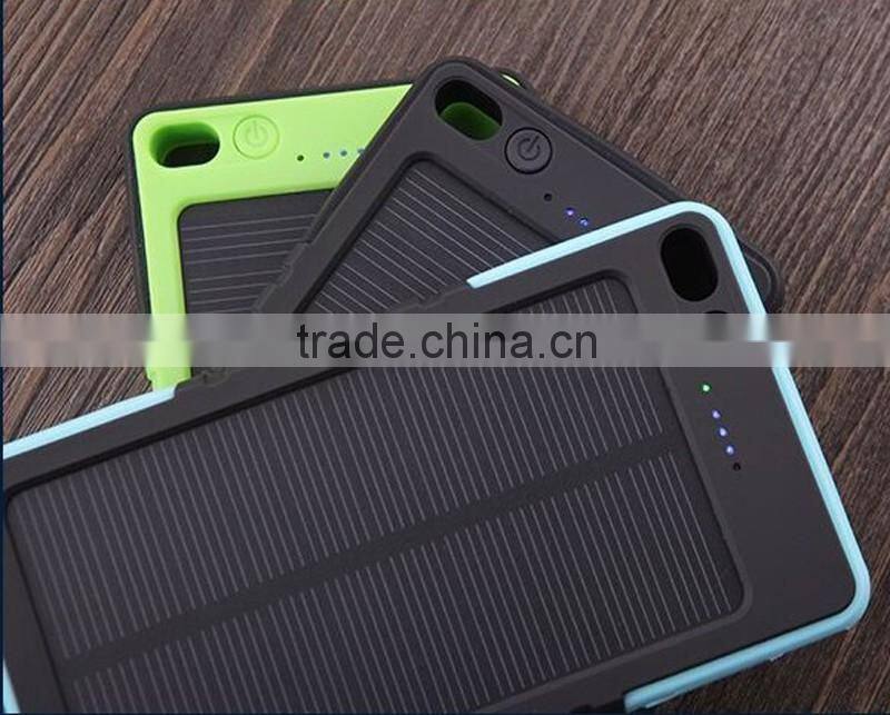 Water proof solar power power bank 8000mah with Hanging hole and super led light