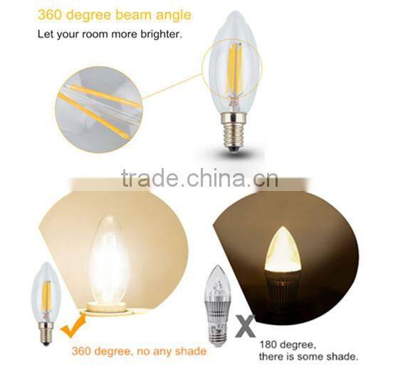 E12/E14 B35 4W 400lm LED Filament flickering flame candle bulb CE/RoSH/TUV/FCC/UL 715