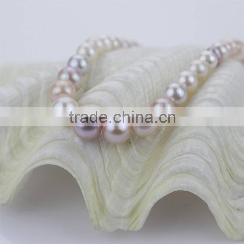 16inches 3-9mm good design near round new fashion pearl long necklace 925
