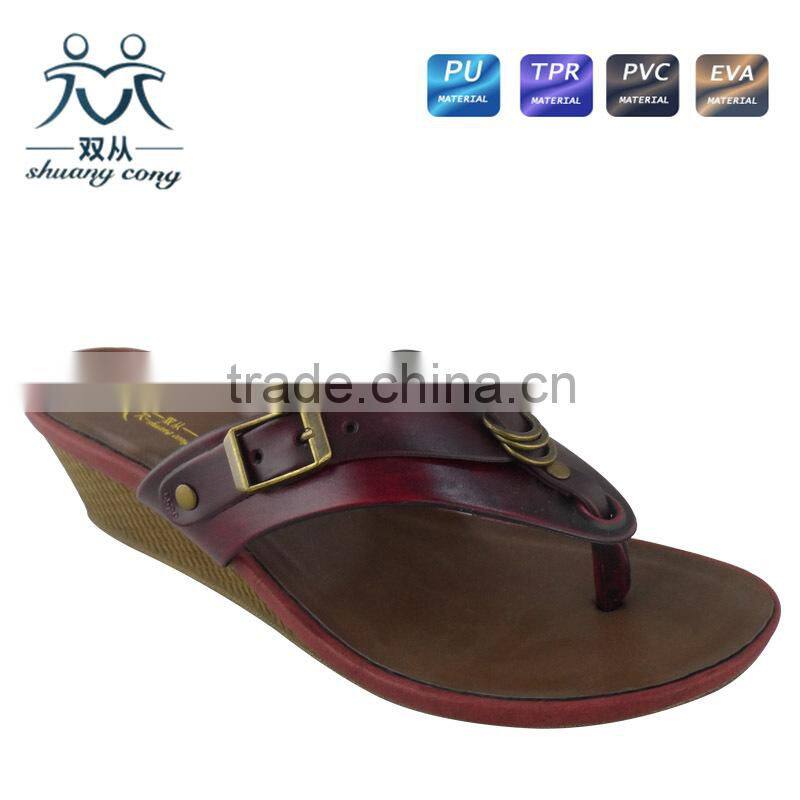 2016newest style PU high heel roman slipper ladies shoes flip flop suitable