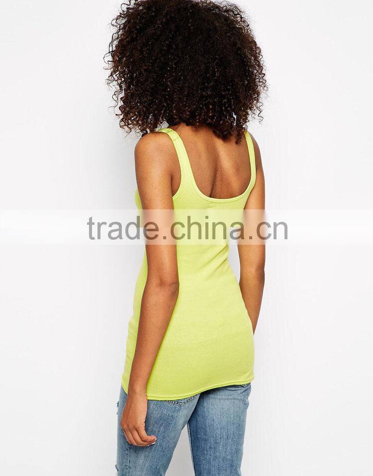 wholesale slim fit ladies 100 cotton tank top with o neck plain gym singlet