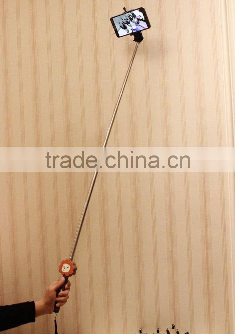 Most popular cartoon shape selfie stick, Colorful Smartphone Monopod Selfie Stick