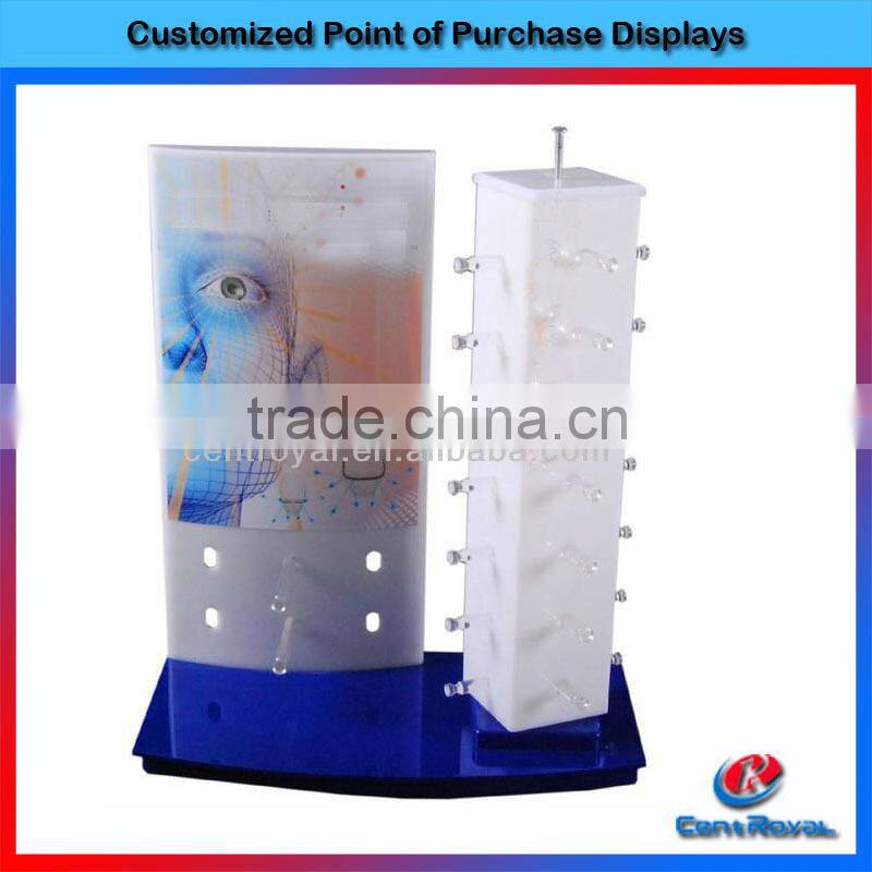 Custom rotating acrylic sunglasses show rack