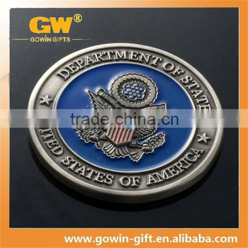 Antique silver plated 3D metal army coin