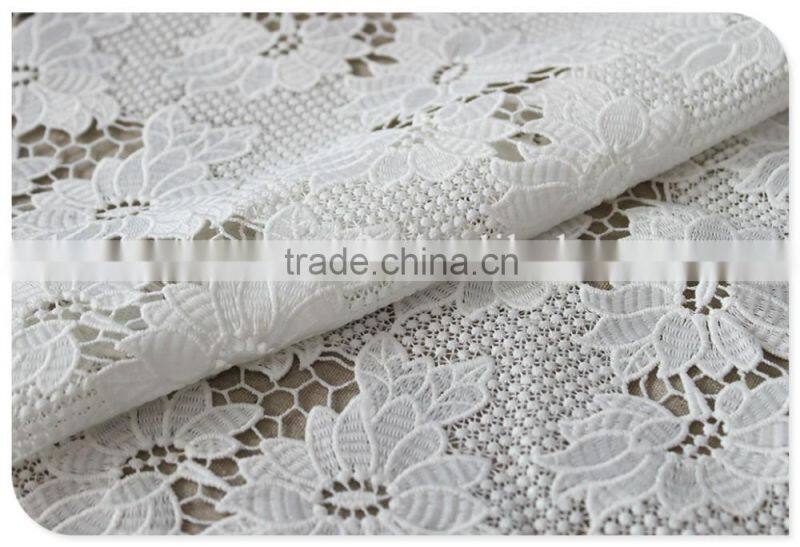 Fashion ollover floral polyester water soluble designer fabrics in white
