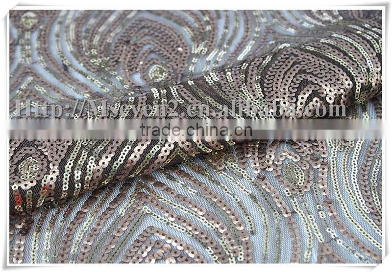 Antique gold Fancy Pretty glitter sequins embroidery sequin fabric for dress