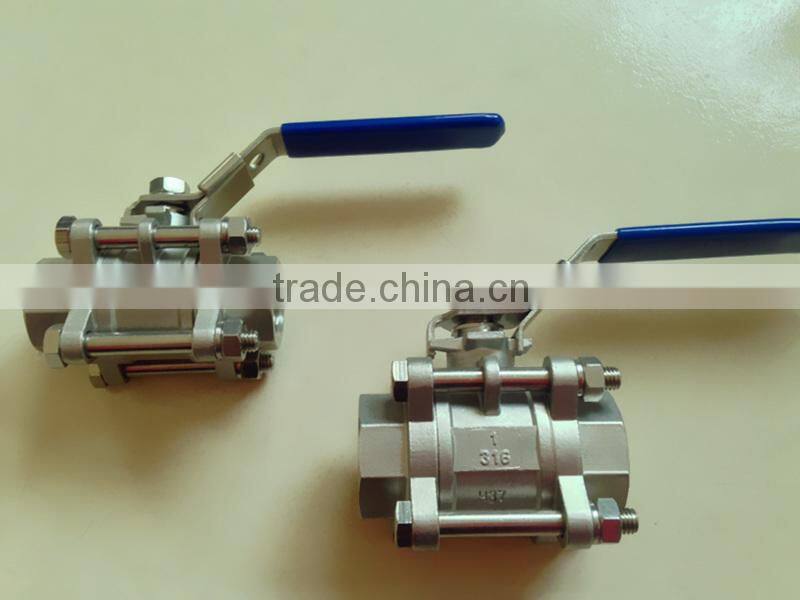 High Quality Stainless Steel Threaded 3pc Ball Valve