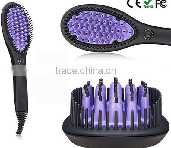 Purple Straight Comb Auto Electric Hair Straightener Brush