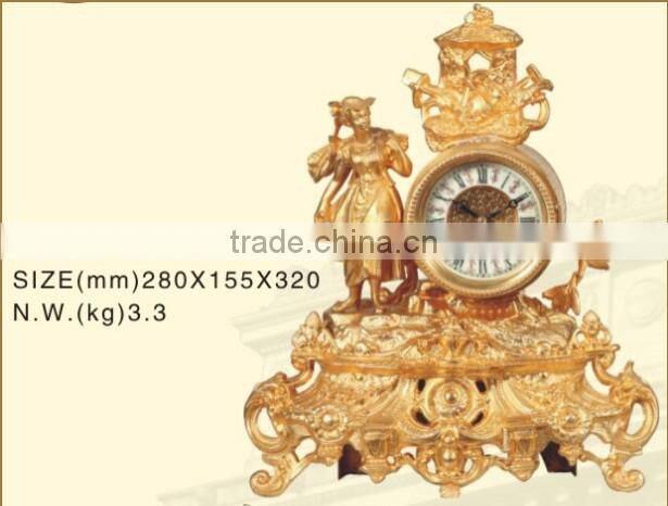 Europe style brass marble antique mechanical craft clock