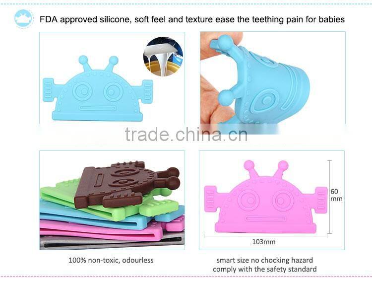 Factory wholesale organic silicone new baby toys robot teether